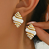 Stainless Steel Enamel Seashell Stud Earrings for Beach Vacation Style MO9841-1-1