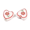 Floral Printed Porcelain Beads PORC-A033-01A-2