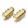 3-Strands Brass Magnetic Slide Lock Clasps KK-Q740-16G-1