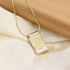 Brass Pave Shell Rectangle Saint Benedict Medal Cross Pendants Necklaces for Women NJEW-Z053-01G-02-2