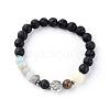 Natural Lava Rock Beads Stretch Bracelets BJEW-JB03394-01-1