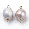 Plated Natural Baroque Pearl Keshi Pearl Links connectors PEAR-S012-06G-2