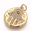 Brass Micro Pave Cubic Zirconia Pendants KK-P156-14G-NR-1