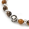 304 Stainless Steel & Natural Tiger Eye Round Beaded Bracelets for Women BJEW-G717-13-3