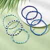 6Pcs Glass Seed & Brass Beaded Stretch Bracelets Set BJEW-JB09538-03-4