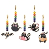 5Pcs 5 Styles Halloween Cat Alloy Enamel Pendant Decorations HJEW-JM01928-1