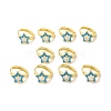 Enamel Star Hoop Earrings with Clear Cubic Zirconia EJEW-E270-02G-4