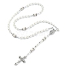 Cross & Virgin Mary Alloy Rosary Bead Necklaces NJEW-JN05123-02-4