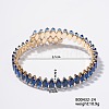 Elegant Brass Pave Blue Cubic Zirconia Rhombus Open Cuff Bracelet for Women KX4249-5-1