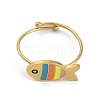 Fish 304 Stainless Steel Enamel Ring RJEW-A038-06G-2