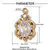 304 Stainless Steel Pave Clear Cubic Zirconia Charms CU-OY001-38G-2