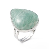 Natural Amazonite Adjustable Ring RJEW-B026-01P-4