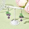 Natural Amethyst Grapes Dangle Earrings EJEW-JE05690-02-2