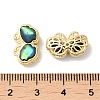 Brass Hollow Butterfly Beads with Natural Abalone Shell/Paua Shell KK-Q793-20G-3