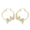 Brass Micro Pave Cubic Zirconia Hoop Earrings KK-R137-025-NF-1