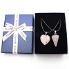 2Pcs 2 Style Heart & Cone Natural Rose Quartz Pendant Necklaces Sets PW-WG47736-01-2