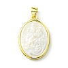 Rack Plating Brass Pave Natural Shell Pendants KK-A204-01C-03G-1