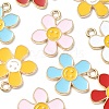 10Pcs 5 Colors Alloy Enamel Pendants ENAM-YW0002-96-2