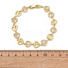 Brass Micro Pave Clear Cubic Zirconia Heart Link Chain Bracelets for Women BJEW-F530-07G-3