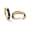 Black Enamel Bamboo Shape Hoop Earrings EJEW-C030-07G-2