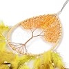 Wire Wrapped Natural Yellow Quartz Chip Teardrop with Tree of Life Wind Chime HJEW-K067-09P-05-3