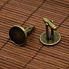 Antique Bronze Brass Cufflinks Tray Settings with Domed Clear Glass Covers Sets for Picture Cuff Button Making DIY-D0093-NF-3