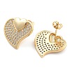 Brass Pave Cubic Zirconia Stud Earrings EJEW-U005-08G-2