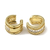 Rack Plating Brass Pave Clear Cubic Zirconia Ring Cuff Earrings for Women EJEW-P280-07G-2