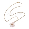 Natural Rose Quartz Clover Pendant Necklaces NJEW-JN05132-04-4