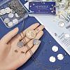 DIY 304 Stainless Steel Blank Flat Round Pendnat Necklace with Cable Chains Making Kit DIY-SC0024-15-3