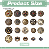 20Pcs 20 Styles Alloy & Brass Snap Buttons BUTT-ME0001-09-2