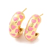 Brass & Enamel Heart Stud Earrings for Women EJEW-U015-01G-2