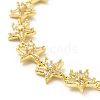 Clear Cubic Zirconia Star Link Chain Bracelet BJEW-A132-16G-2