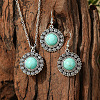 Bohemian Style Zinc Alloy & Synthetic Turquoise Pendant Necklaces & Dangle Earrings Sets WG40DB6-07-1