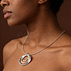 Alloy Triple Ring Pendant Necklaces for Women Men WG3F07B-01-2