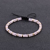 Natural Rose Quartz Braided Bead Bracelets for Women PW-WG20352-01-1