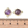 Brass Natural Amethyst Connector Charms KK-Z096-01G-03-3