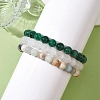 3Pcs 3 Styles Natural Mixed Gemstone Round Beaded Stretch Bracelets Set BJEW-JB10139-02-3