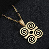 201 Stainless Steel African Adinkra Symbol Pendant 304 Stainless Steel Cable Chain Necklaces for Women FS-WGEEA52-01-1