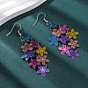 430 Stainless Steel Flower Dangle Earrings EJEW-A137-07P-01-2