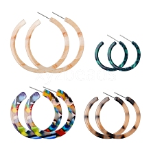 4Pairs 4 Style Cellulose Acetate(Resin) Half Hoop Earrings for Women EJEW-FS0001-02