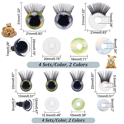 16 Sets 4 Style Plastic Doll Eye & Eyelashes DOLL-PH0001-33-1
