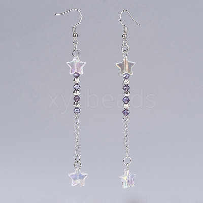 Glass Beaded Dangle Earrings EJEW-JE02564-01-1