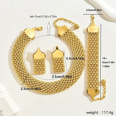 Luxury Exaggerated Iron Choker Necklace & Chain Bracelet & Dangle Stud Earring Jewelry Sets for Women SJ9362-1