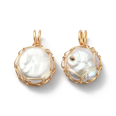 Natural Cultured Freshwater Keshi Pearl Beads Pendants PALLOY-JF02073-01-1