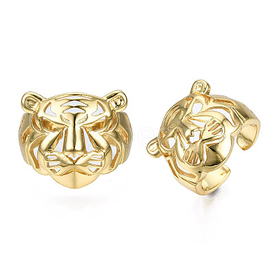 Brass Tiger Open Cuff Ring RJEW-N037-018-1