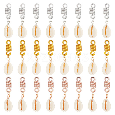 Cowrie Shell Braiding Hair Pendants Decoration OHAR-AB00017-1