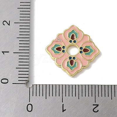 Flower Brass Enamel Beads KK-P290-11G-01-1