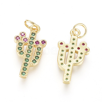 Brass Micro Pave Cubic Zirconia Pendants X-ZIRC-L093-14G-1