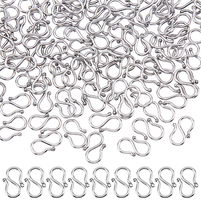 200Pcs 304 Stainless Steel S-Hook Clasps STAS-UN0063-30-1